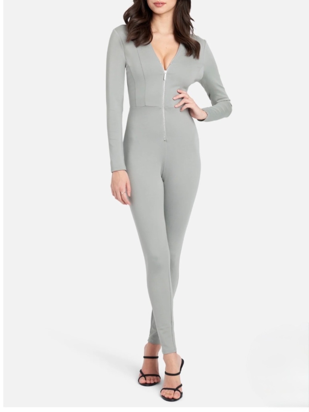 NWT Basic Knit Zip-Up Catsuit bebe